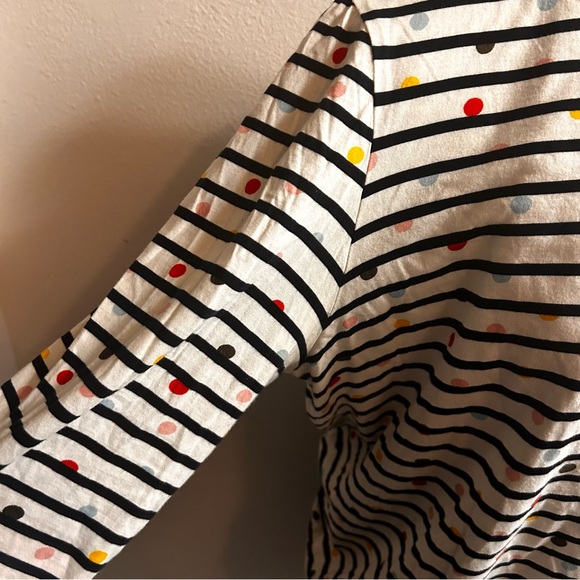 Boden White Striped Long Sleeve Tee with Multicolor Polka Dots Sz 18 - Picture 3 of 5